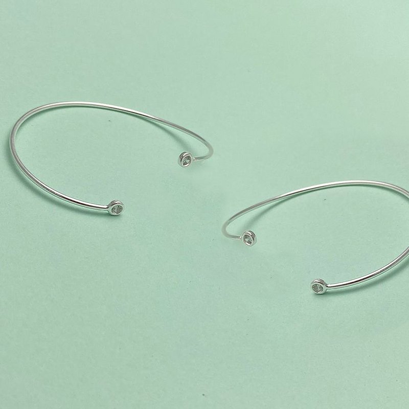 Bracelete Prata Com 2 Zirconias