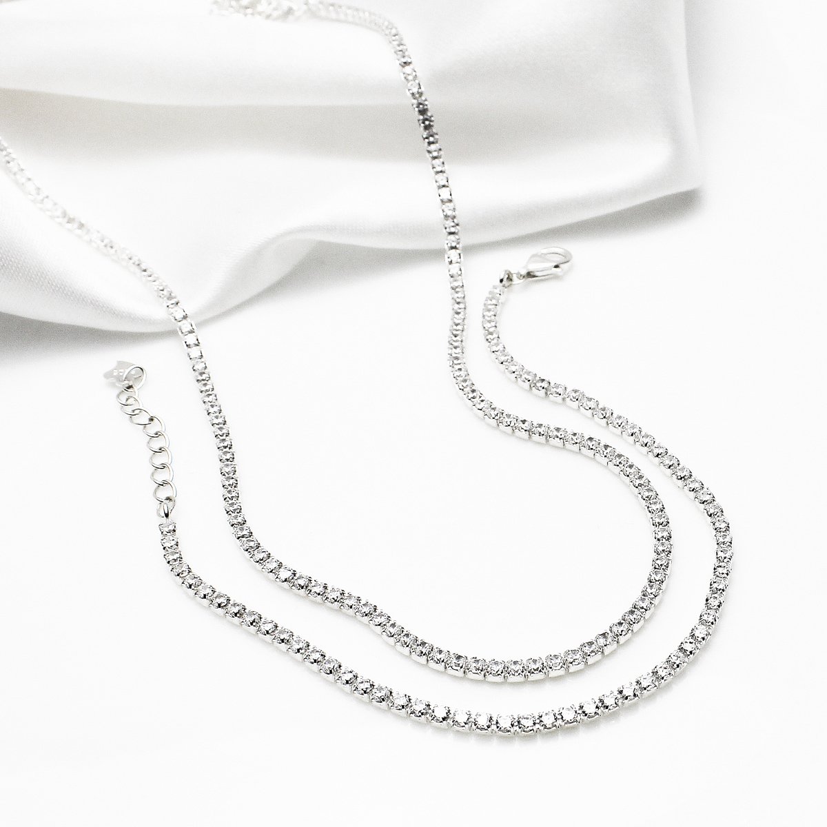 Pulseira Prata 17+3cm Riviera Cristal 2mm