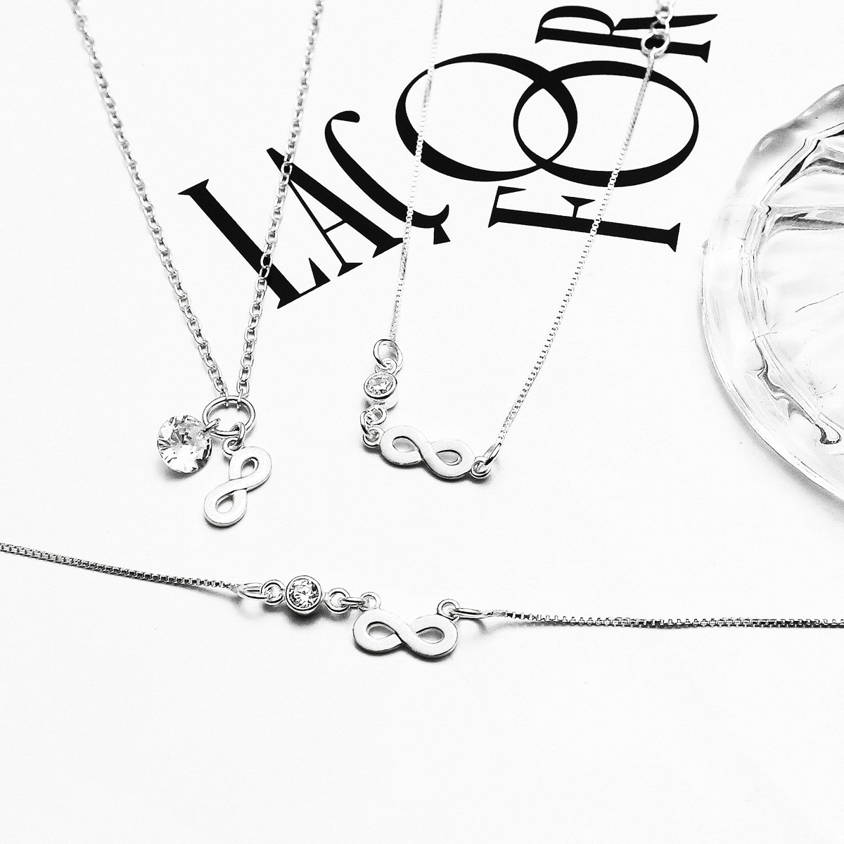 Pulseira Prata 16+4cm Veneziana C/ Inifinito E Ponto De Luz