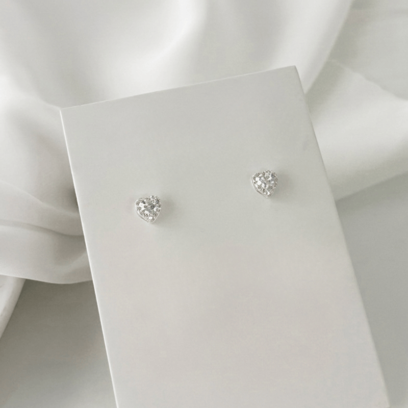 Brinco Prata Coração Moissanite 4mm