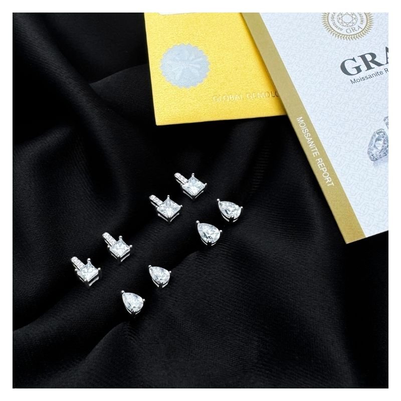 Brinco Prata Gota Solitario 4mm Moissanite