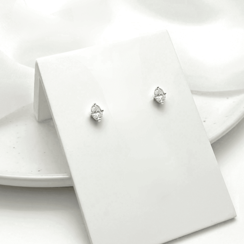 Brinco Prata Oval Moissanite 4x6mm