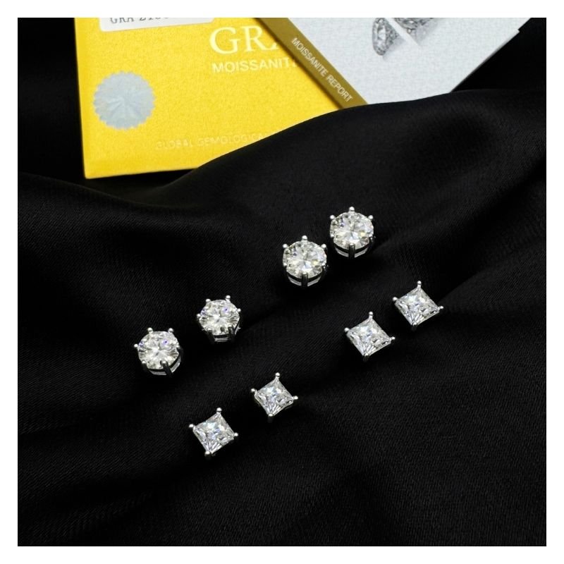 Brinco Prata Solitario 5mm Moissanite