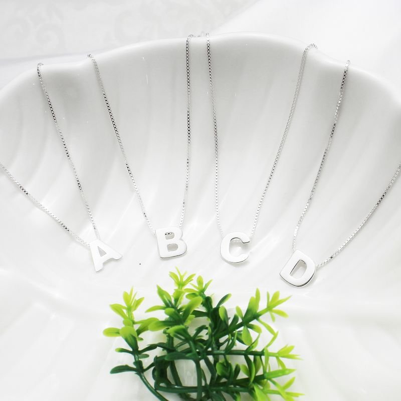 Gargantilha Prata Veneziana 40+5cm Letra Lisa A