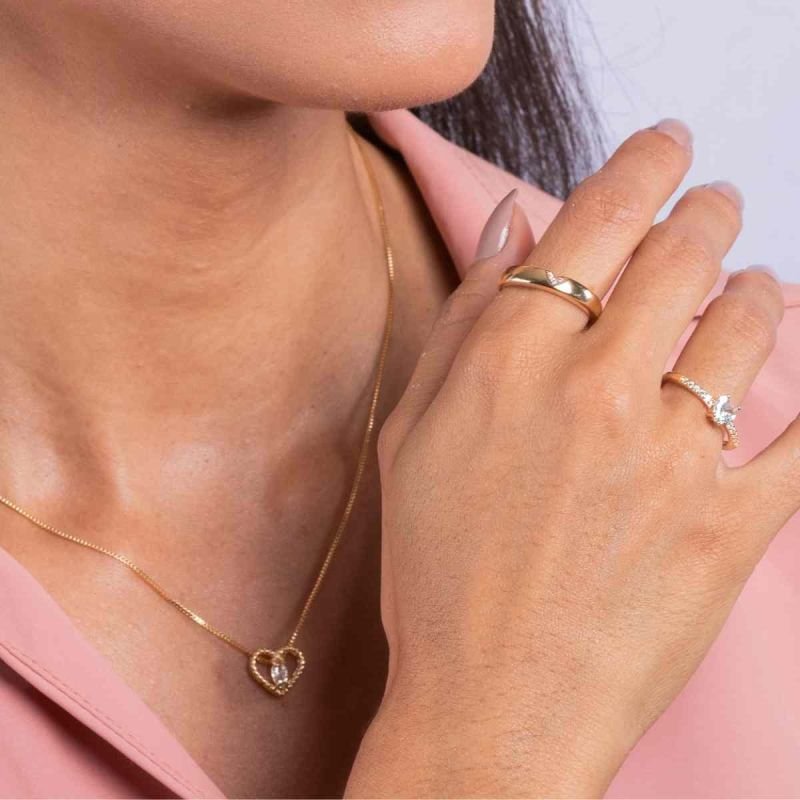 Pingente Coraçao Vaz C/ Zirconia No Centro
