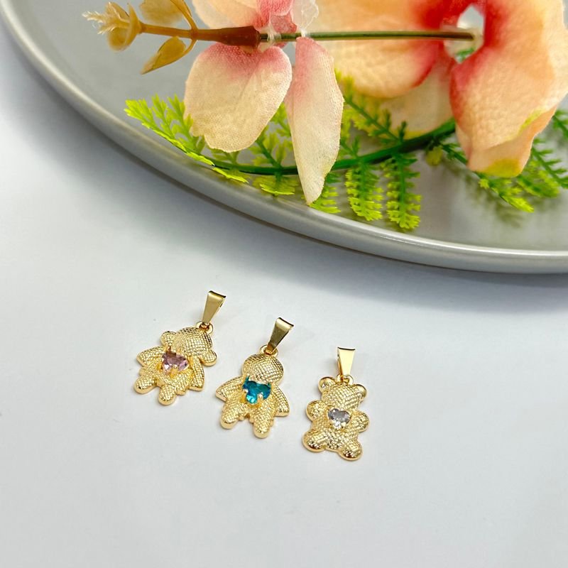 Pingente Urso Pedra Coraçã Cristal Baixa Fusão