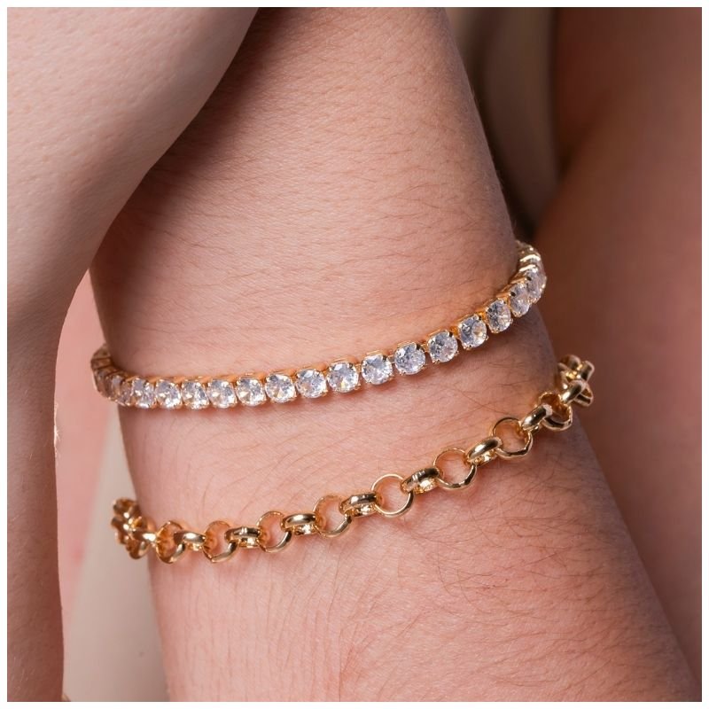 Pulseira 16+4cm Corrente Zirconia 4mm