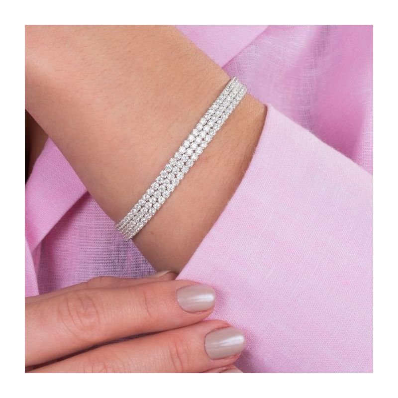 Pulseira Prata 17+3cm Riviera Cristal 2mm