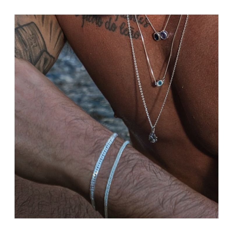 Pulseira Prata 20cm Grumet Dupla 4,2mm