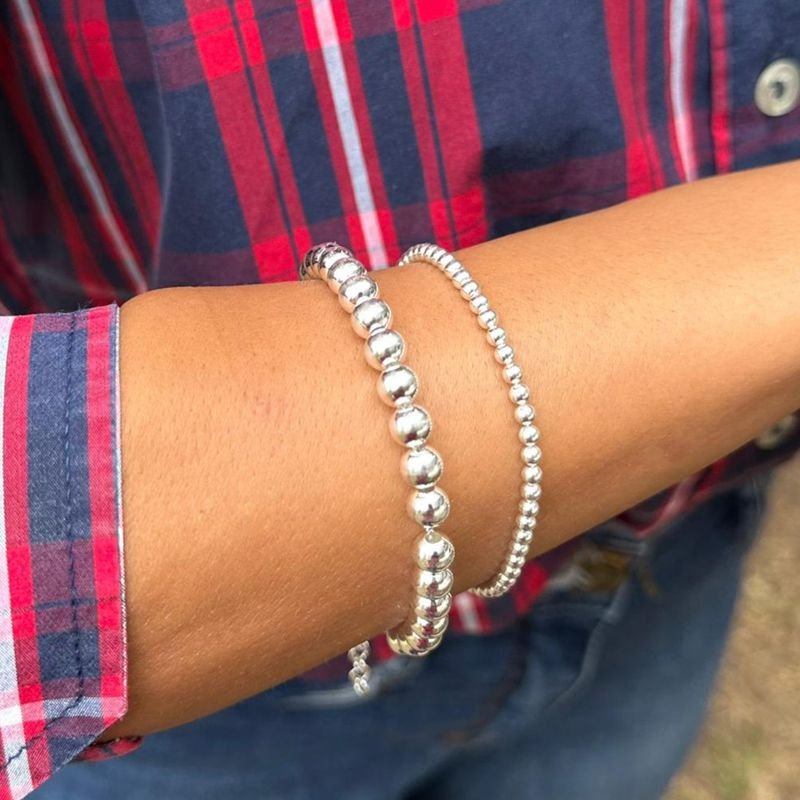Pulseira Prata 925 Bolas Continuas 6mm 18+3cm