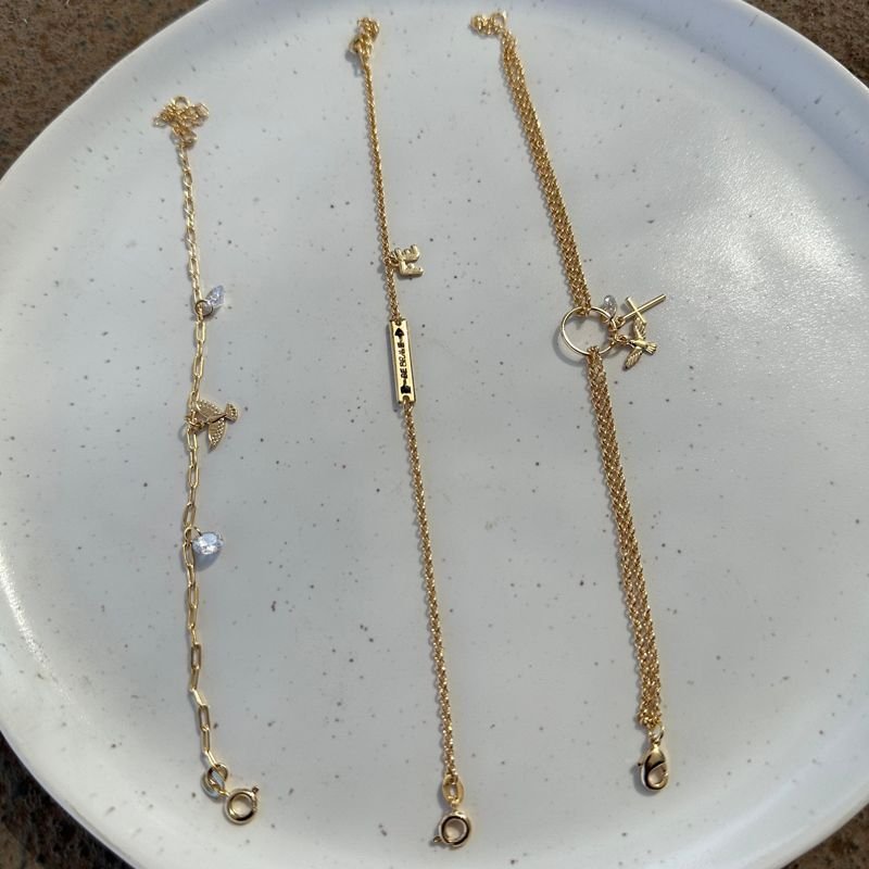 Pulseira18+2cm Dupla Elo Portugues C/ Aro Cruz Esp Santo E Zirconia